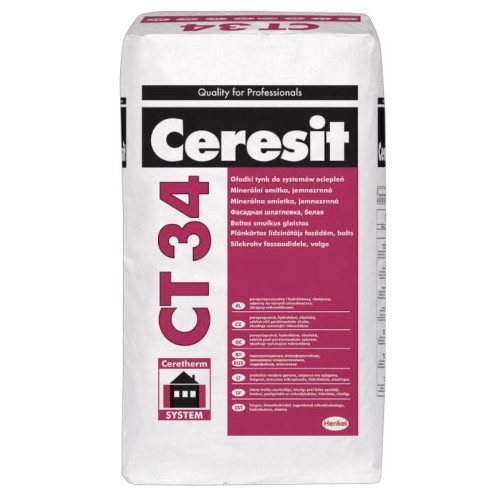 Ceresit CT34 Smooth Mineral Render White - 25Kg Ceresit CT34 Smooth Mineral Render White - 25Kg