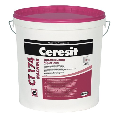 Ceresit CT174 Machine - 1.0 mm Grain Silicate-Silicone Render for Spray Machine Application Ceresit CT174 Machine - 1.0 mm Grain Silicate-Silicone Render for Spray Machine Application