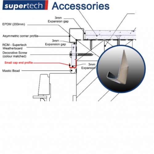 Supertech Aluminium Small End Cap Connection Profile - 3m length Supertech Aluminium Small End Cap Connection Profile - 3m length