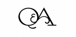 Minimalist graphic text displaying letters Q and A