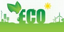 Green "ECO" logo featuring leaves and a wind turbine