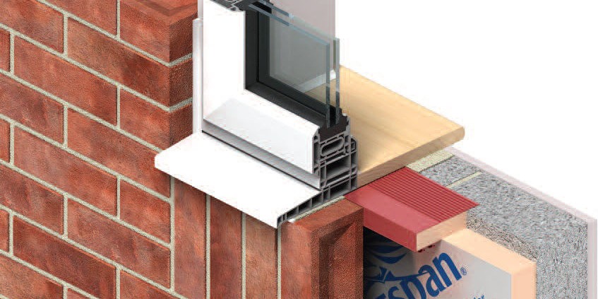 Diagram of a window corner showing a cavity closer installation