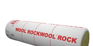 Packaged roll of Rockwool insulation with red branding