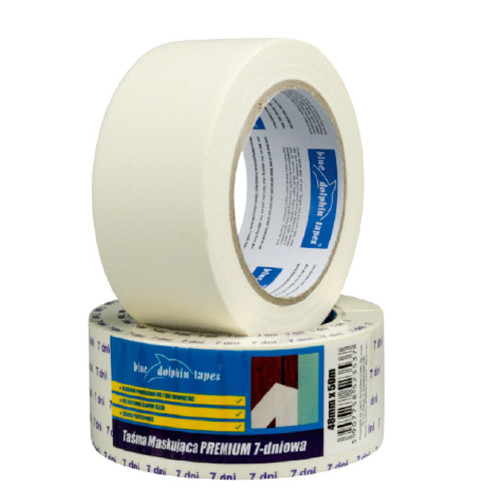 48mm 7-day Paper Masking Tape Blue Dolphin - 50m roll 48mm 7-day Paper Masking Tape Blue Dolphin - 50m roll
