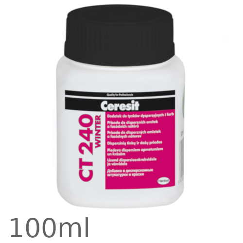 Ceresit CT 240 Winter - Additive for Wet Renders and Paints Drying Under Low Temperatures - 100ml Ceresit CT 240 Winter - Additive for Wet Renders and Paints Drying Under Low Temperatures - 100ml