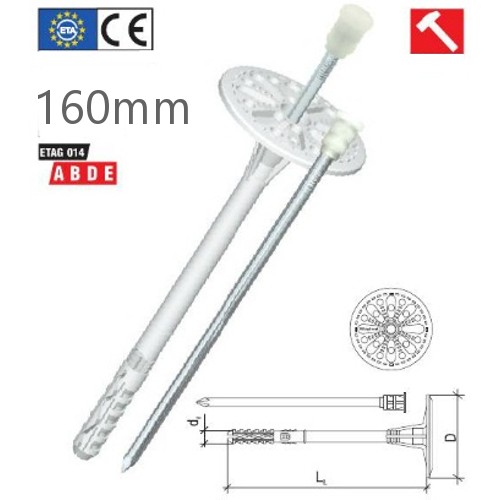 160mm Universal Insulation Panel Fixing with Metal Pin LMX10 (pack of 200) 160mm Universal Insulation Panel Fixing with Metal Pin LMX10 (pack of 200)