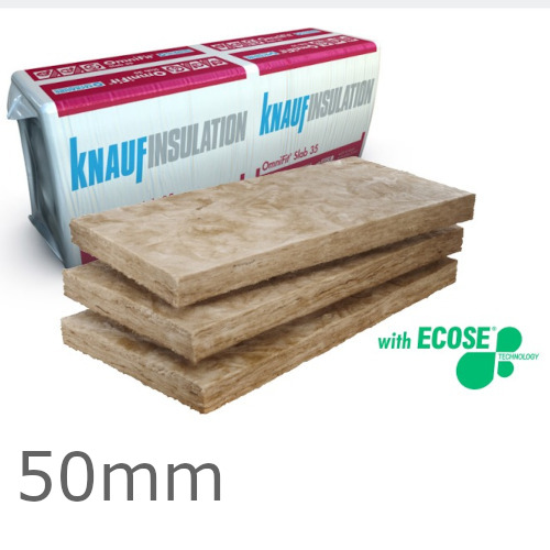 50mm Knauf Omnifit 35 - Multipurpose Glass Wool Insulation Slab - 1200mm x 400mm (pack of 12) 50mm Knauf Omnifit 35 - Multipurpose Glass Wool Insulation Slab - 1200mm x 400mm (pack of 12)
