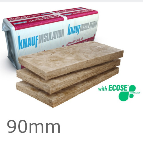 90mm Knauf Omnifit 35 - Multipurpose Glass Wool Insulation Slab - 1200mm x 600mm (pack of 6) 90mm Knauf Omnifit 35 - Multipurpose Glass Wool Insulation Slab - 1200mm x 600mm (pack of 6)