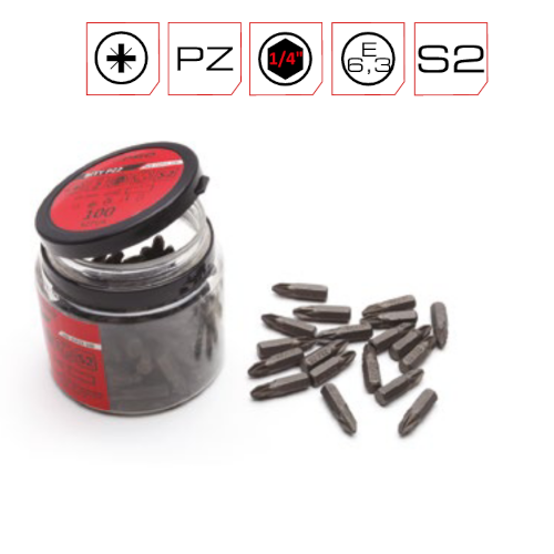 25mm PZ2 Screwdriver Bits PRO - 25nos Container 25mm PZ2 Screwdriver Bits PRO - 25nos Container