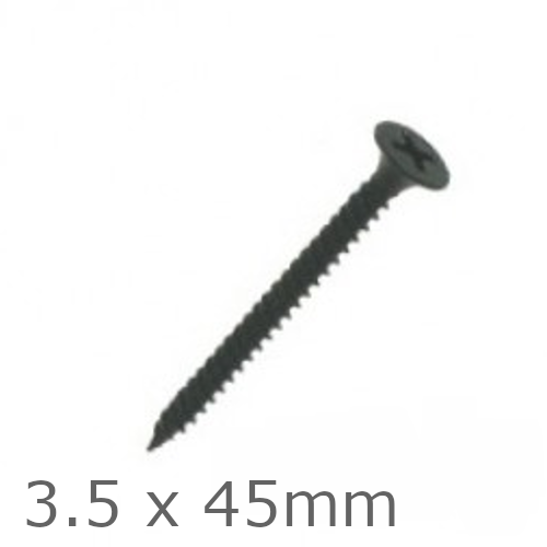 3.5x45mm Black Drywall Screws - Fine Thread - box of 500 3.5x45mm Black Drywall Screws - Fine Thread - box of 500