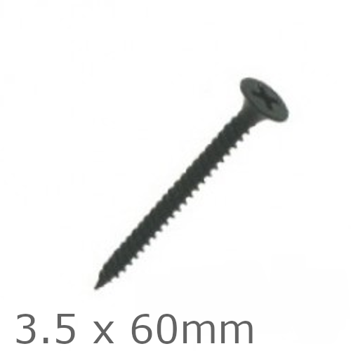 3.5x60mm Black Drywall Screws - Fine Thread - box of 500 3.5x60mm Black Drywall Screws - Fine Thread - box of 500
