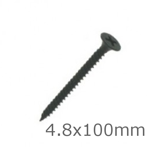 4.8x100mm Black Drywall Screws - Fine Thread - box of 200 4.8x100mm Black Drywall Screws - Fine Thread - box of 200