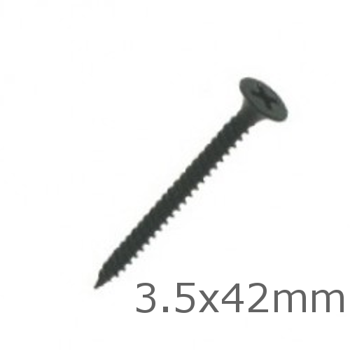 3.5x42mm Black Drywall Screws - Fine Thread - box of 500 3.5x42mm Black Drywall Screws - Fine Thread - box of 500