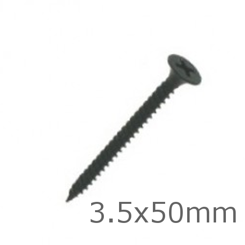 3.5x50mm Black Drywall Screws - Fine Thread - box of 500 3.5x50mm Black Drywall Screws - Fine Thread - box of 500