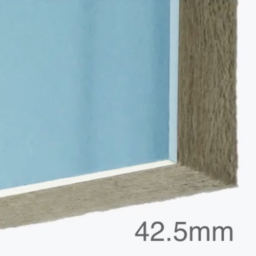 42.5mm Acoustic and Thermal Wall Panel - 30mm Rockwool Slab (A1) bonded to 12.5mm Soundproof Plasterboard (A2) - 1200mm x 2400mm 42.5mm Acoustic and Thermal Wall Panel - 30mm Rockwool Slab (A1) bonded to 12.5mm Soundproof Plasterboard (A2) - 1200mm x 2400mm