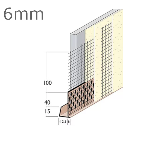6mm PVC Edge Bead with Mesh Wing (pack of 25).
