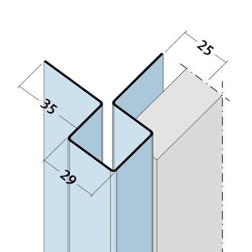 Aluminium Facade Corner Profile Without Covered Cutting Edges - Profile 9484 - length of 3m - pack of 10 Aluminium Facade Corner Profile Without Covered Cutting Edges - Profile 9484 - length of 3m - pack of 10