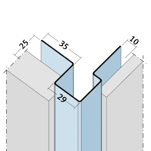Aluminium Facade Corner Profile Without Covered Cutting Edges - Profile 9485 - length of 3m - pack of 10 Aluminium Facade Corner Profile Without Covered Cutting Edges - Profile 9485 - length of 3m - pack of 10