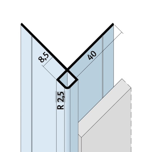 Aluminium Facade Corner Profile Without Covered Cutting Edges - Profile 9440 - length of 3m - pack of 10 Aluminium Facade Corner Profile Without Covered Cutting Edges - Profile 9440 - length of 3m - pack of 10