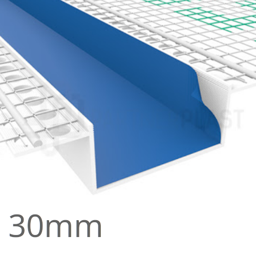 30mm PVC Rustication Profile with Mesh - Render Groove Bead - 3m Length 30mm PVC Rustication Profile with Mesh - Render Groove Bead - 3m Length