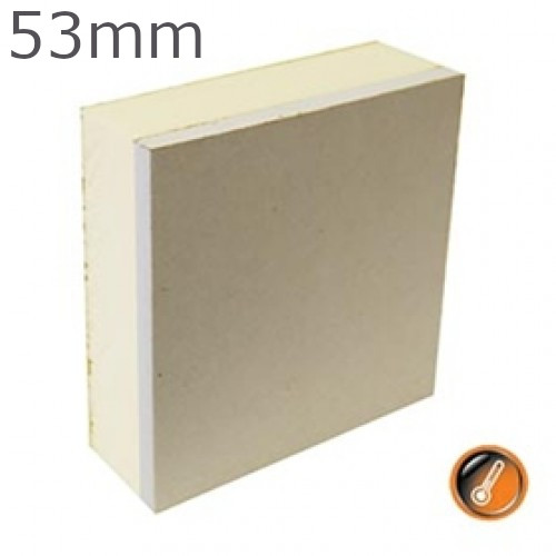 53mm British Gypsum Gyproc Thermaline PIR Insulated Plasterboard - (40.5mm PIR and 12.5mm Gyproc WallBoard) 53mm British Gypsum Gyproc Thermaline PIR Insulated Plasterboard - (40.5mm PIR and 12.5mm Gyproc WallBoard)